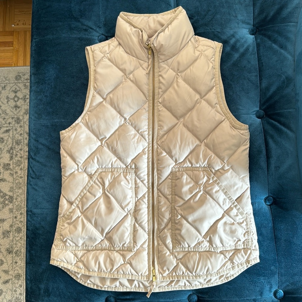 J. Crew Women’s Quilted Down Vest | Tan, Size Small |